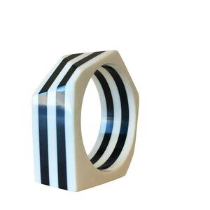 Striped Bangle Plastic Bracelet Contemporary Costume Jewelry